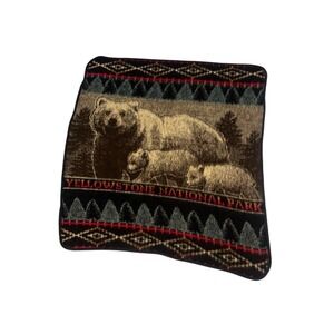 Vintage style Yellowstone National Park Throw Blanket Machine Washable Bears
